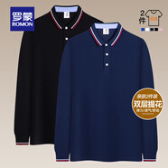 羅蒙長袖t恤男2025秋冬新款翻領(lǐng)Polo中青年商務(wù)純色百搭翻領(lǐng)上衣 藏青長袖+黑色長袖【2件裝】 L 【建議115-130斤】