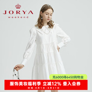 卓雅周末（JORYA weekend）2022秋新款蕾絲鉤花珍珠鏈條娃娃領(lǐng)荷葉邊連衣裙EJWCAZ3 白色 S