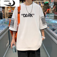 浪古 LAWKUL短袖t恤男夏季純棉潮流休閑半袖寬松帥氣體恤青少年學(xué)生男裝衣服 T35白色 XL