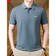 EMPORIO ARMANI EA7阿瑪尼絲光棉短袖t恤男夏季翻領(lǐng)純色體恤中年寬松純·棉POLO汗衫 霧蘭 2XL 180 155-165斤