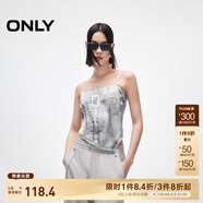 ONLY2025春季新款牛仔印花不規則下擺設計短款吊帶女|125151008 H0Z牛仔吊帶印花灰色 M