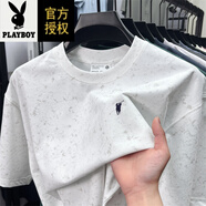 花花公子（PLAYBOY）短袖t恤男2025夏新款純棉常規(guī)免燙處理潮體恤 7789N白色 2XL 180建議155-175斤