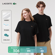 LACOSTE法國鱷魚情侶夏季裝舒適透氣簡約休閑圓領(lǐng)短袖T恤|TH2757 031/黑色 M 175