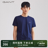 GANT【100%棉】GANT/甘特男士短袖圓領(lǐng)親膚透氣刺繡純色休閑重磅T恤潮 433夜藍(lán)色 M