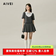 AIVEI欣賀艾薇 摩登綽影 2024秋百搭高腰A字顯瘦百褶短裙C750703A 黑色 L