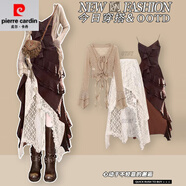 皮爾卡丹（pierre cardin）廢土風(fēng)波西米亞連衣裙女2025年秋季新款辣妹獨特吊帶連衣裙兩件套 上衣(單件) S