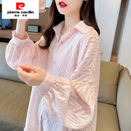 皮爾卡丹（pierre cardin）大碼女裝冰絲透氣薄款雪紡襯衫女夏裝2025年新款防曬衣外套潮 粉紅色 2XL 165-200斤