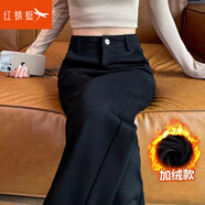 紅蜻蜓休閑褲女2025年春季新款女裝直筒褲加絨褲女加厚女士西褲褲子女 黑色長(cháng)褲(加絨) L