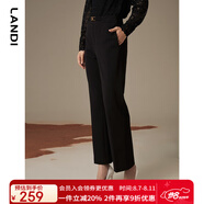 藍(lán)地（LANDI）黑色高腰顯高顯瘦通勤直筒微喇休閑褲女長褲冬新品 黑色 XL