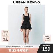 UR2025春季新款女裝時尚設(shè)計感拼接修身U型領(lǐng)連衣裙UYY750032 黑色 M