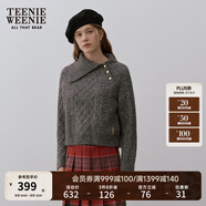 Teenie Weenie小熊女裝時(shí)尚簡(jiǎn)約毛衣冬季不對稱(chēng)翻領(lǐng)金扣斜開(kāi)襟上衣 灰色 XS 155