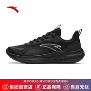 安踏男鞋運動跑步鞋夏季網(wǎng)面透氣防滑輕便緩震專業(yè)健身中考體測跑鞋男 【皮網(wǎng)四季款】經(jīng)典純黑配色-5 44