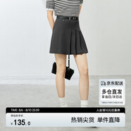 尚都比拉春季梨型遮胯顯瘦通勤中裙百褶半身裙 深灰色短款 S