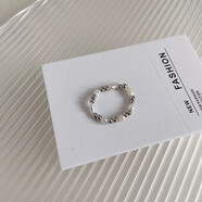 芠拉仿淡水珍珠碎銀戒指女輕奢食指彈力小眾設計時(shí)尚個(gè)性百搭指 E款彈力繩 開(kāi)口可調節