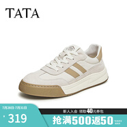 他她（TATA）男士阿甘男鞋復(fù)古德訓(xùn)鞋男運(yùn)動(dòng)休閑鞋厚底板鞋小白鞋PCB01AM3 QDR01AM4米/灰/杏 40
