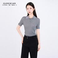 哥弟（GIRDEAR）女裝T恤衫新款上衣經(jīng)典POLO衫領(lǐng)短袖針織衫夏日穿搭夏裝138024 灰色 * M (3碼)