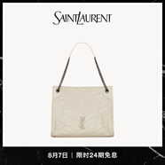 YSL圣羅蘭【禮物】女士NIKI SHOPPING中號復(fù)古牛皮革購物包手袋 復(fù)古白 U