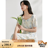 茵曼（INMAN）法式碎花高級(jí)感2025夏女新款休閑中長吊帶連衣裙子 月藍(lán)連衣裙-18424791 M