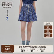 Teenie Weenie小熊半身裙女2025年夏季新款細(xì)褶碎花小清新文藝短裙 藏青色 L