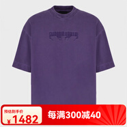 阿瑪尼（Emporio Armani）EA阿瑪尼 男士做舊鷹標(biāo)寬松短袖T恤 3D1T75 1JWZZ 紫色 偏大一碼 834 M (香港倉(cāng))