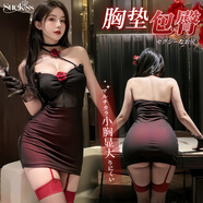 SUEKISS情趣內衣夫妻調情睡衣黑絲玫瑰包臀裙大碼方便老公吃夫妻刺激高檔