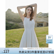 范思藍(lán)恩夏季腰精裙氣質(zhì)收腰無(wú)袖背心連衣裙女夏季新款海邊度假顯瘦裙 瓷白色-無(wú)袖 XS