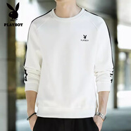 花花公子（PLAYBOY）白色衛(wèi)衣男士2025秋季運(yùn)動(dòng)上衣服潮流新款圓領(lǐng)長(zhǎng)袖t恤男 20172白色【款】 常規(guī) M