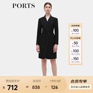 PORTS寶姿女裝秋季新款修身通勤雙排扣連衣裙ALD9D028NWF 黑色 XS (2)