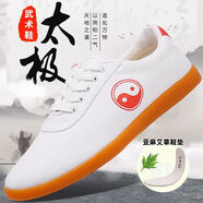TEAEGG太極鞋男帆布牛筋底加厚防滑耐磨晨練鞋女輕便透氣軟底武術(shù)練功鞋 太極圖白色  37 標(biāo)準(zhǔn)碼