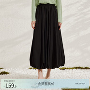 亦谷2025淑女風(fēng)花苞裙子女春新款設(shè)計感高腰傘裙通勤a字長款裙子 黑色 XL