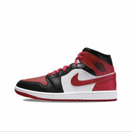 耐克（NIKE）aj1中幫籃球鞋黑白板鞋男女同款情侶休閑運(yùn)動(dòng)鞋 黑紅 38