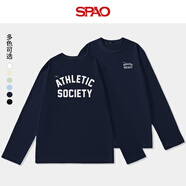 SPAO韓國同款純棉長(cháng)袖T恤男女同款情侶裝簡(jiǎn)約百搭上衣潮SPCX25ST01LD 藏青#SP標貼字 L
