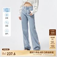 ONLY夏季涼感冰氧酷高腰顯瘦直筒褲牛仔褲女|124232025 J32 210洗水牛仔藍(lán) S (160) 64A