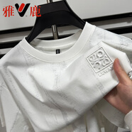 雅鹿時尚扎染短袖t恤男夏季新款休閑圓領(lǐng)半袖中青年體恤衫寬松百搭潮 白色 M 110-130斤