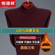 恒源祥新款羊毛衫男士加絨加厚中老年寬松大碼保暖高領(lǐng)毛衣男 酒紅色【高領(lǐng)】 XL 175【建議140-160斤】
