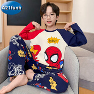 A 21 FUNB兒童寶寶家居服男童純棉長(cháng)袖春秋裝中大童笑臉青少年睡衣套裝 33588-蜘蛛俠 170 8碼身高100-110CM 體重30-40