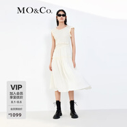 MO&Co.法式精致不規(guī)則層次無(wú)袖連衣裙肌理感高端氣質(zhì)連衣裙女摩安珂 香草杏色 M 165