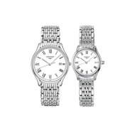 浪琴（LONGINES）律雅系列石英機芯計時情侶表男女同款瑞表38.5mm銀色表盤精鋼表殼 白色表盤+白色表盤(對表)