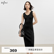 伊芙麗（eifini）伊芙麗背心針織打底連衣裙2024秋季新款黑色通勤內(nèi)搭修身長(zhǎng)款裙子 黑色 155/80A/S