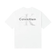 CALVIN KLEIN JEANS短袖t恤男2025春夏新款男女情侶中性休閑浮雕字母印花半袖體恤 CK03白色 S 【合適100-125斤】
