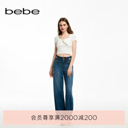 bebe夏季新款女士氣質(zhì)闊腿長款牛仔褲211004 牛仔藍 M