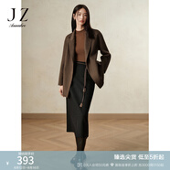 玖姿·安娜蔻商務(wù)通勤簡潔氣質(zhì)百搭毛呢A字半身腰裙女2024冬款 素黑 2XL