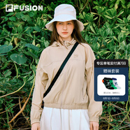 斐樂（FILA）FUSION斐樂潮牌梭織外套男子女子2025夏新款時尚休閑防曬連帽上衣 深麥卡其-DK L