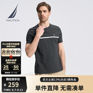 諾帝卡（NAUTICA）【商場(chǎng)同款】男裝夏季款純棉休閑親膚短袖圓領(lǐng)T恤男TO3207 深灰00E 2XL
