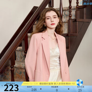 三彩2025春季新款休閑西裝外套雙排扣簡約正肩小西服寬松氣質(zhì)M 櫻花粉 M