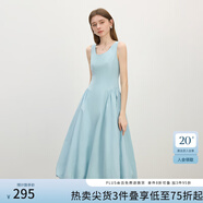 范思藍恩腰精裙系列 甜美少女感無袖花苞吊帶連衣裙女春1030/1302 藍色長款 XS