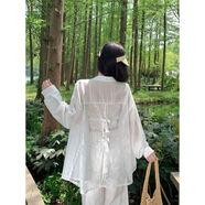 多菲尼森 白色襯衫女早秋新款外套法式小眾別致上衣氣質(zhì)防曬蕾絲長(cháng)袖襯衣 蕾絲拼接長(cháng)袖襯衣M碼 M