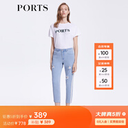 PORTS寶姿女裝褲子春夏時尚破洞牛仔小腳褲九分褲SM8P021MZD013 晴空藍 XS (2)