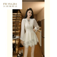 FR.YH.ZHLEILEI服飾的小店2025法式浪漫設計感連衣裙女夏季流行單品新款短 SI23白色連衣裙【連衣裙2025今年 M