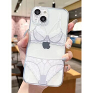 瑞桓柏搞怪趣味內(nèi)衣適用蘋果13手機殼iPhone6s/7/8plus透明11/12/14/15p 白色蕾絲內(nèi)衣[透明] iPhone11